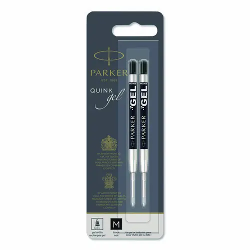 Parker® Refill for Parker Retractable Gel Ink Roller Ball Pens, Medium Conical Tip, Black Ink, 2/Pack