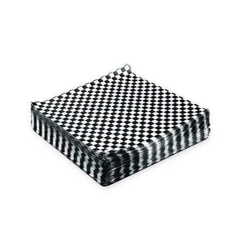 Paterson Grease-Resistant Food Wrap, Black Check, 12" x 12", 5,000/Carton