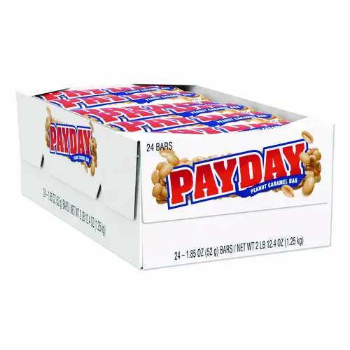 PayDay PayDay Chewy Candy Bars, Peanut Caramel, 1.85 oz, 24/Box