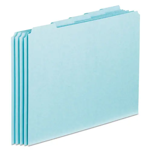 Pendaflex® Blank Top Tab File Guides, 1/5-Cut Top Tab, Blank, 8.5 x 11, Blue, 100/Box