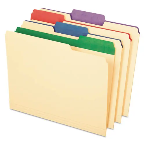 Pendaflex® Color Tab File Folders, 1/3-Cut Tabs: Assorted Colors, Letter Size, 50/Box