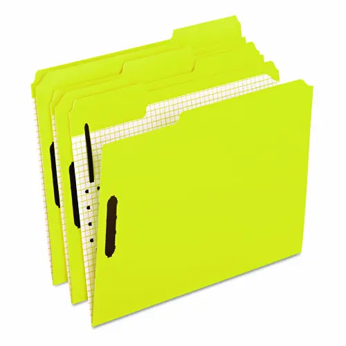 Pendaflex® Colored Classification Folders with Embossed Fasteners, 2 Fasteners, Letter Size, Yellow Exterior, 50/Box