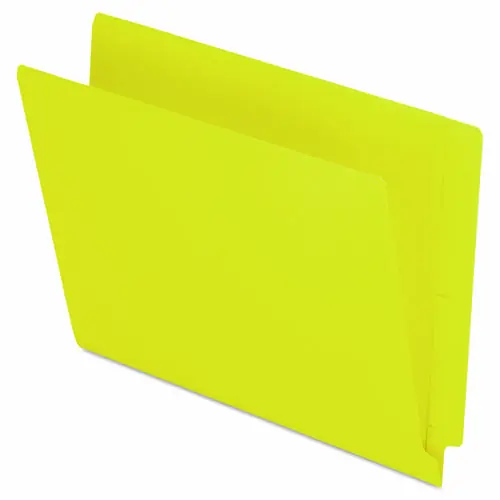 Pendaflex® Colored End Tab Folders with Reinforced Double-Ply Straight Cut Tabs, Letter Size, Yellow, 100/Box