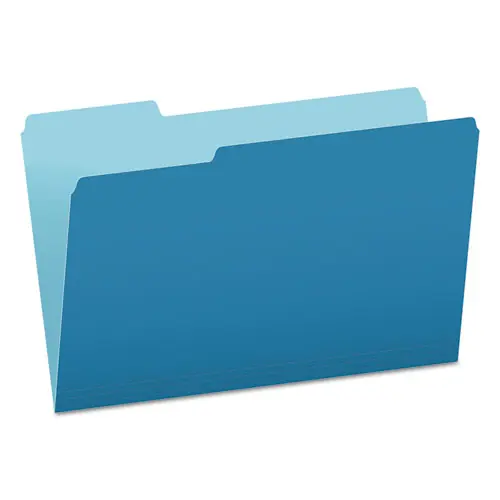 Pendaflex® Colored File Folders, 1/3-Cut Tabs, Legal Size, Blue/Light Blue, 100/Box
