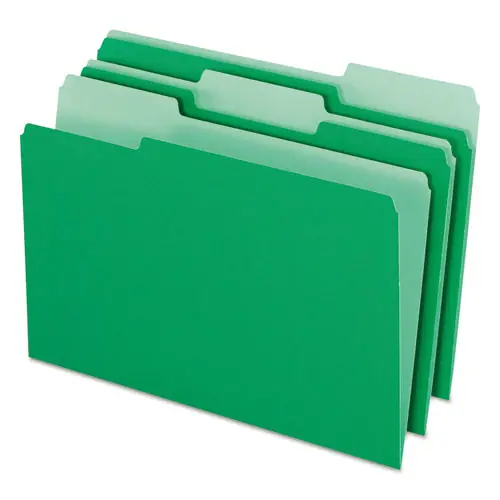 Pendaflex® Colored File Folders, 1/3-Cut Tabs, Legal Size, Green/Light Green, 100/Box