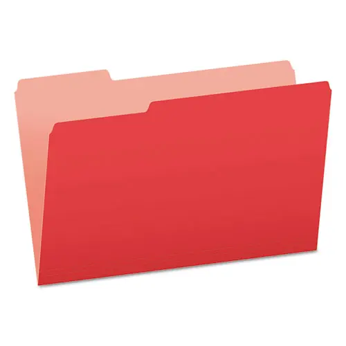 Pendaflex® Colored File Folders, 1/3-Cut Tabs: Assorted, Legal Size, Red/Light Red, 100/Box