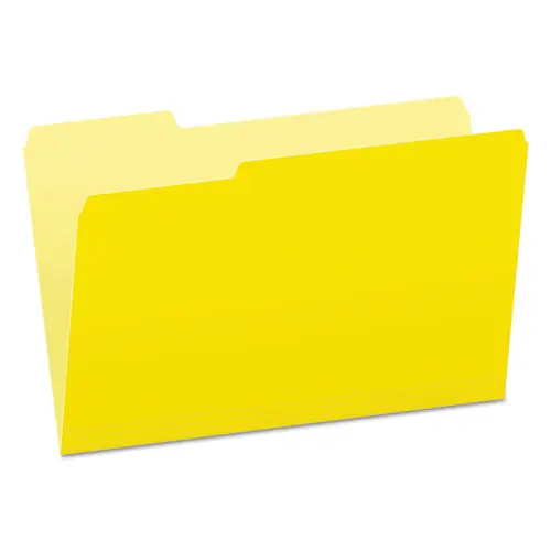 Pendaflex® Colored File Folders, Legal Size, 1/3-Cut Assorted Tabs, Yellow/Light Yellow, 100/Box