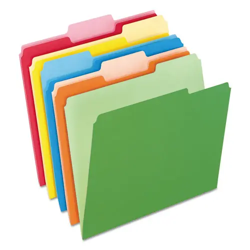 Pendaflex® Colored File Folders, 1/3-Cut Tabs, Letter Size, Assorted Colors, 100/Box