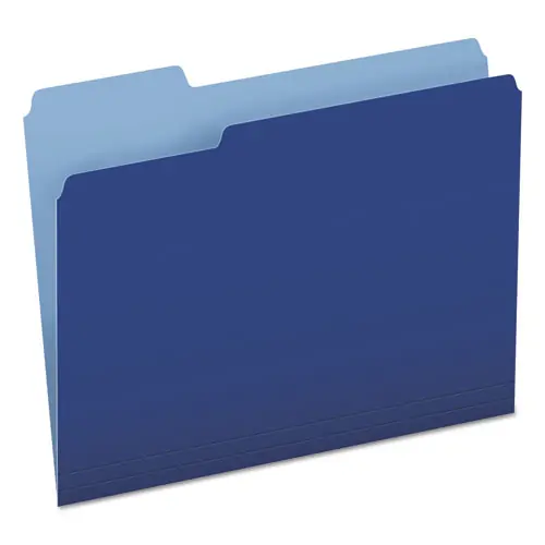 Pendaflex® Colored File Folders, 1/3-Cut Tabs, Assorted, Letter Size, Navy Blue/Light Blue, 100/Box