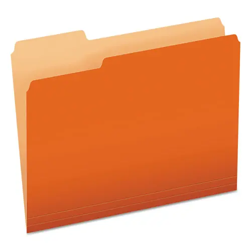Pendaflex® Colored File Folders, 1/3-Cut Tabs, Assorted Positions, Letter Size, Orange/Light Orange, 100/Box