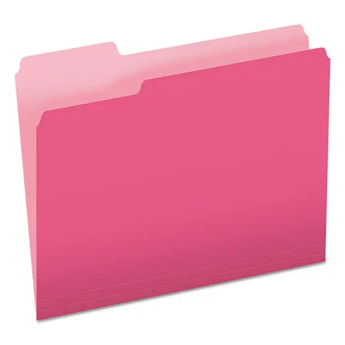 Pendaflex® Colored File Folders, 1/3-Cut Tabs, Assorted Positions, Letter Size, Pink/Light Pink, 100/Box