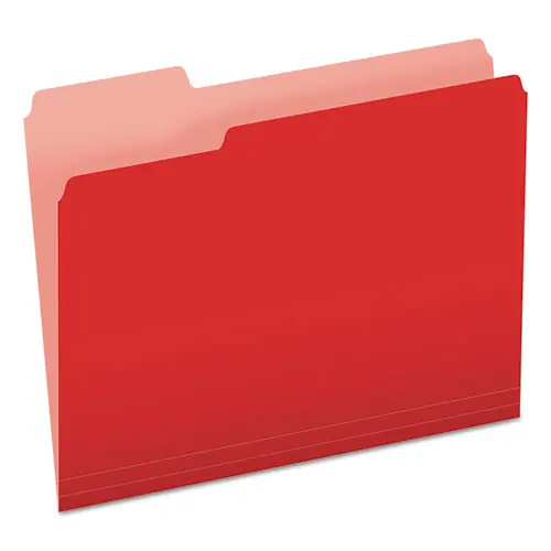 Pendaflex® Colored File Folders, 1/3-Cut Tabs: Assorted, Letter Size, Red/Light Red, 100/Box