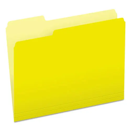 Pendaflex® Colored File Folders, 1/3-Cut Tabs, Assorted Positions, Letter Size, Yellow/Light Yellow, 100/Box