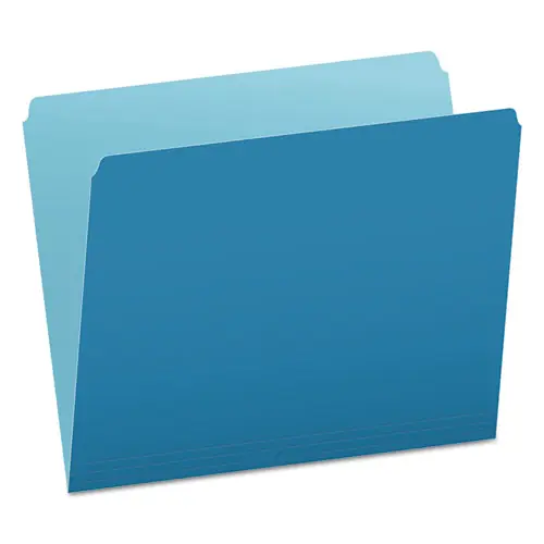 Pendaflex® Colored File Folders, Straight Tabs, Letter Size, Blue/Light Blue, 100/Box