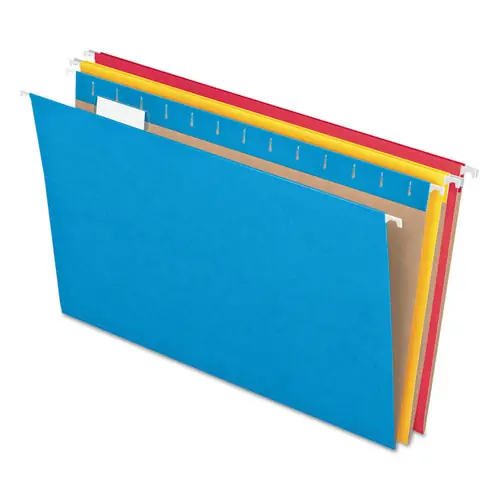 Pendaflex® Colored Hanging Folders, Letter Size, 1/5-Cut Tabs, Five-Color Assortment, 25/Box