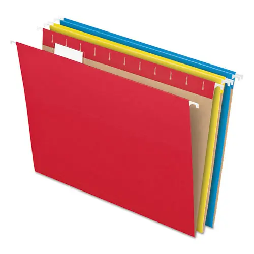 Pendaflex® Colored Hanging Folders, Letter Size, 1/5-Cut Tabs, Three-Color Assortment, 25/Box