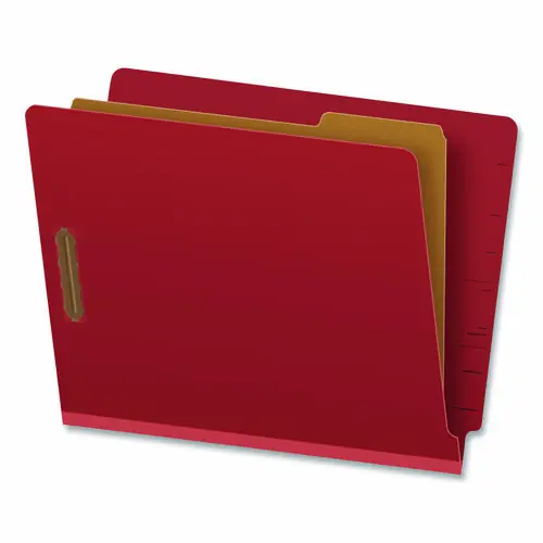 Pendaflex® Colored Pressboard End Tab Classification Folders, Letter Size, Red, 1 Divider, 4 Fasteners, 1.75" Expansion, 10/Box