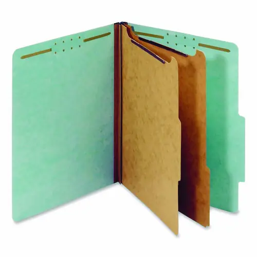 Pendaflex® Colored Pressboard Top Tab Classification Folders, Letter Size, Light Blue, 2 Dividers, 6 Fasteners, 2.5" Expansion, 10/Box