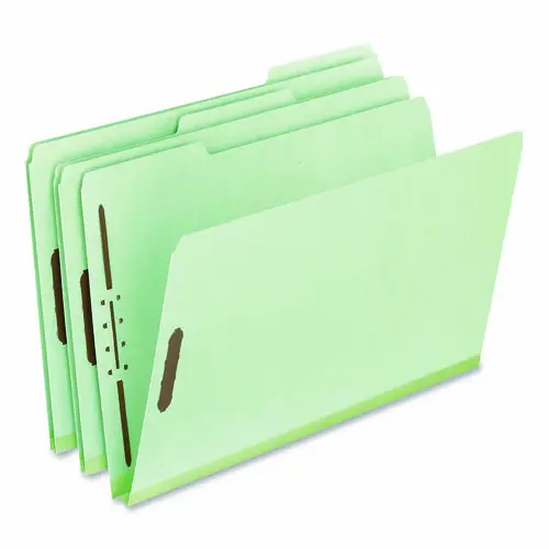 Pendaflex® Colored Pressboard Top Tab Fastener Folders, Legal Size, Light Green, 1" Expansion, 2 Fasteners, 25/Box