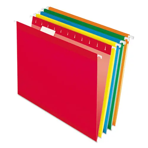 Pendaflex® Colored Reinforced Hanging Folders, Letter Size, 1/5-Cut Tabs, Assorted Bright Colors, 25/Box