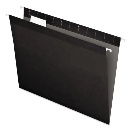 Pendaflex® Colored Reinforced Hanging Folders, Letter Size, 1/5-Cut Tabs, Black, 25/Box