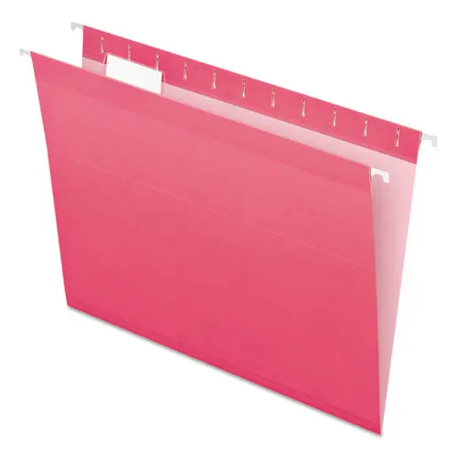 Pendaflex® Colored Reinforced Hanging Folders, Letter Size, 1/5-Cut Tabs, Pink, 25/Box