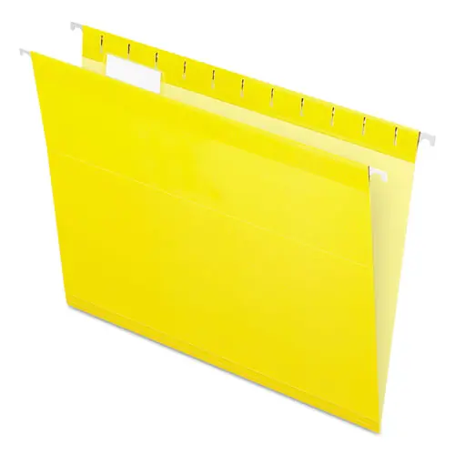 Pendaflex® Colored Reinforced Hanging Folders, Letter Size, 1/5-Cut Tabs, Yellow, 25/Box