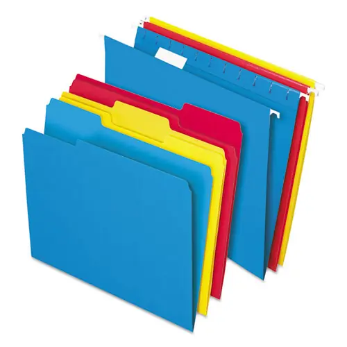 Pendaflex® Combo Filing Kit, Letter Size, Assorted Colors, 12 Hanging File Folders & 12 Interior File Folders