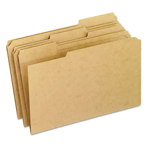 Pendaflex® Dark Kraft File Folders with Double-Ply Top, 1/3-Cut Tabs, Legal Size, Brown, 100/Box