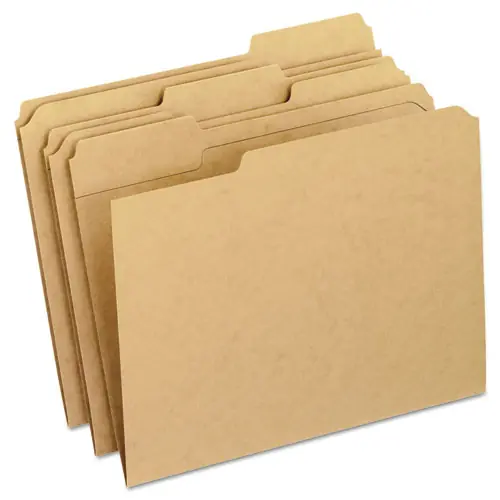 Pendaflex® Dark Kraft File Folders with Double-Ply Top, 1/3-Cut Tabs, Assorted Tab Positions, Letter Size, 0.75" Expansion, Brown, 100/Box