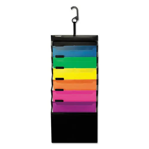 Pendaflex® Desk Free Hanging Organizer With Case, Black, Letter Size, 1" Expansion, 6 Sections, Buckle Closure