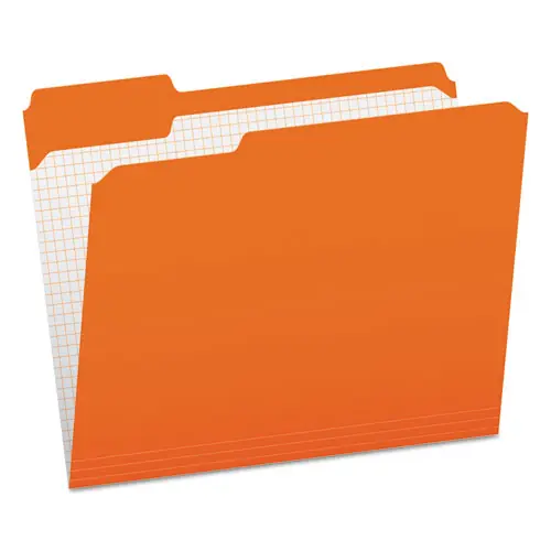 Pendaflex® Double-Ply Reinforced Top Tab Colored File Folders, 1/3-Cut Tabs, Letter Size, Orange, 100/Box