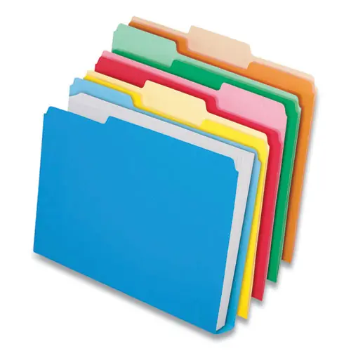 Pendaflex® Double Stuff File Folders, 1/3-Cut Tabs, Letter Size, 1.5" Expansion, Assorted Colors, 24/Pack