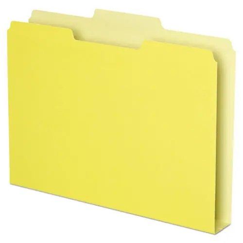 Pendaflex® Double Stuff File Folders, 1/3-Cut Tabs, Assorted Tab Positions, Letter Size, 1.5" Expansion, Yellow, 50/Pack