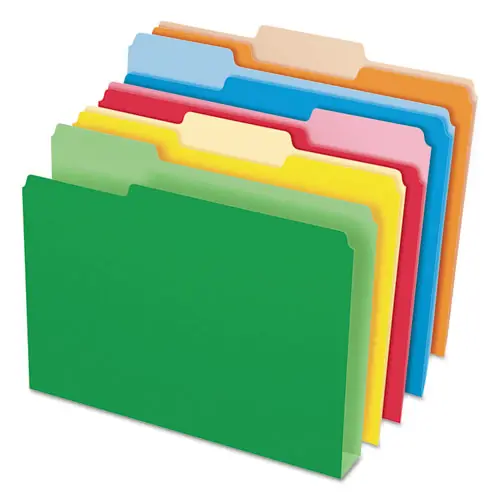 Pendaflex® Double Stuff File Folders, 1/3-Cut Tabs, Letter Size, Assorted Colors, 50/Pack
