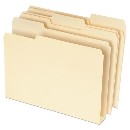 Pendaflex® Double Stuff File Folders, 1/3-Cut Tabs, Assorted Positions, Letter Size, Manila, 50/Pack