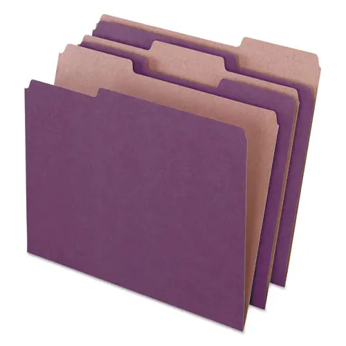 Pendaflex® Earthwise by Pendaflex 100% Recycled Colored File Folders, 1/3-Cut Tabs, Assorted Positions, Letter Size, Violet, 100/Box