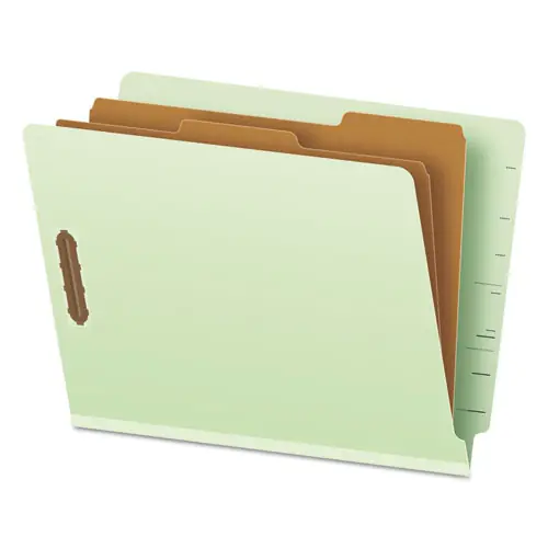 Pendaflex® End Tab Classification Folders, Letter Size, Pale Green, 2 Dividers, 6 Fasteners, 2.5" Expansion, 10/Box