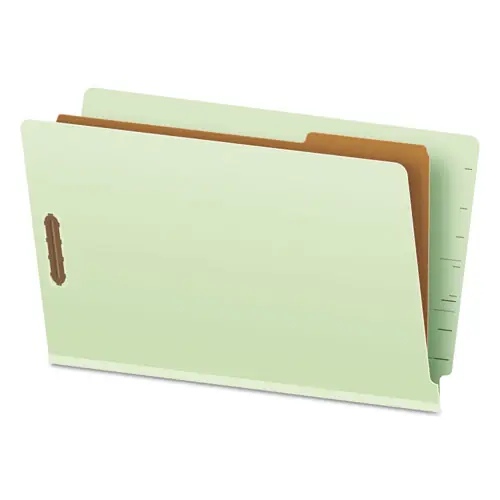 Pendaflex® End Tab Classification Folders, Legal Size, Pale Green, 1 Divider, 4 Fasteners, 2" Expansion, 10/Box