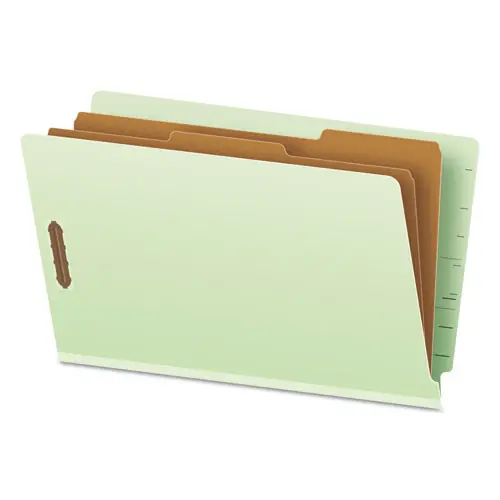 Pendaflex® End Tab Classification Folders, Legal Size, Pale Green, 2" Expansion, 2 Dividers, 6 Fasteners, 10/Box