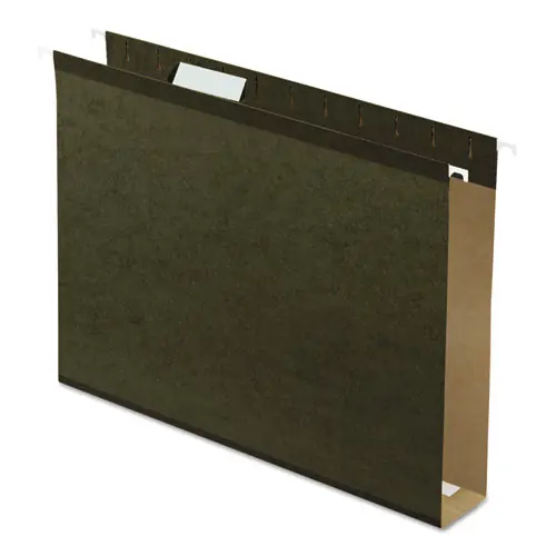 Pendaflex® Extra Capacity Reinforced Hanging File Folders with Box Bottom, Letter Size, 2" Expansion, 1/5-Cut Tabs, Green, 25/Box