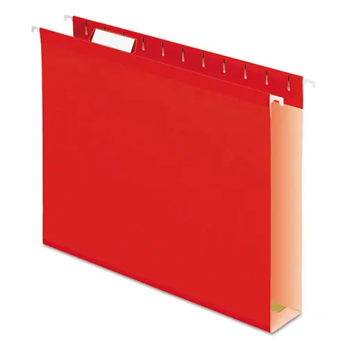 Pendaflex® Extra Capacity Reinforced Hanging File Folders with Box Bottom, Letter Size, 1/5-Cut Tabs, Red, 25/Box