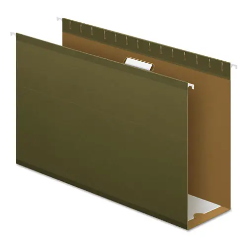 Pendaflex® Extra Capacity Reinforced Hanging File Folders with Box Bottom, 4" Capacity, Legal Size, 1/5-Cut Tabs, Green, 25/Box