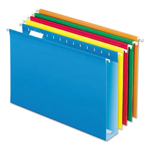Pendaflex® Extra Capacity Reinforced Hanging File Folders with Box Bottom, 2" Capacity, Legal Size, 1/5-Cut Tabs, Assorted Colors, 25/Box