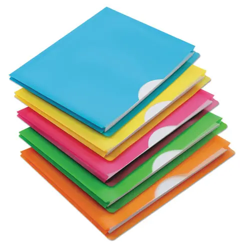 Pendaflex® Glow Poly File Jacket, Straight Tab, Letter Size, Assorted Colors, 5/Pack