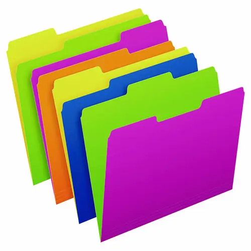 Pendaflex® Glow Twisted 3-Tab File Folder, Assorted Colors, Letter Size, 1/3-Cut Tabs, 0.25" Expansion, 12/Pack