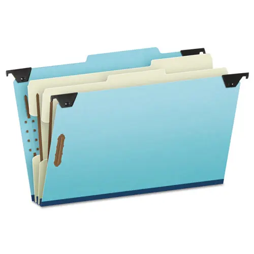 Pendaflex® Hanging Classification Folders with Dividers, Legal Size, 2 Dividers, 2/5-Cut Exterior Tabs, Blue