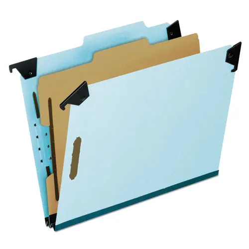 Pendaflex® Hanging Classification Folders with Dividers, Letter Size, 1 Divider, 2/5-Cut Exterior Tabs, Blue