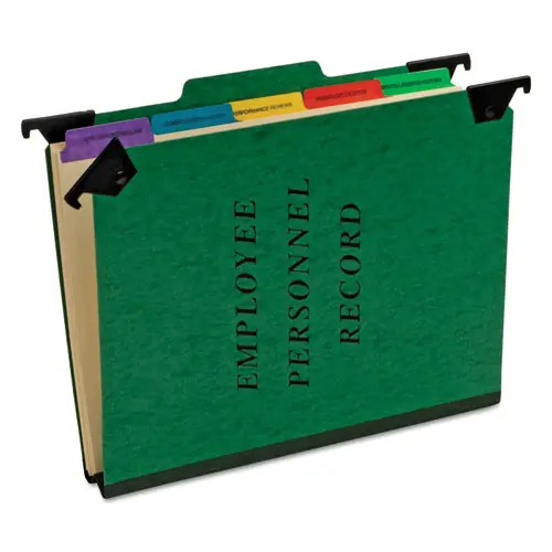Pendaflex® Hanging-Style Personnel Folders with 5 Dividers and Tabs, Letter Size, Green