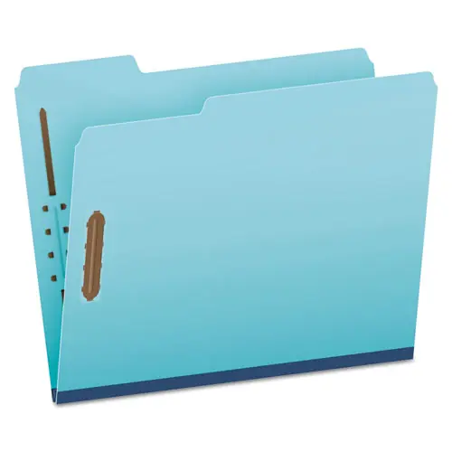Pendaflex® Heavy-Duty Pressboard Folders with Embossed Fasteners, 1/3-Cut Tabs, Letter Size, Blue, 25/Box